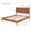 Solid Acacia Wood  Queen Size Platform Bed With Hand-Woven Vegan Leather Headboard, Mid-Century Modern Style Bed Frame, No Box Spring Needed-133410286-133410287