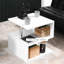 Table d'appoint blanche en forme de S, bout de 20 po avec rangement et fonction élégante chic