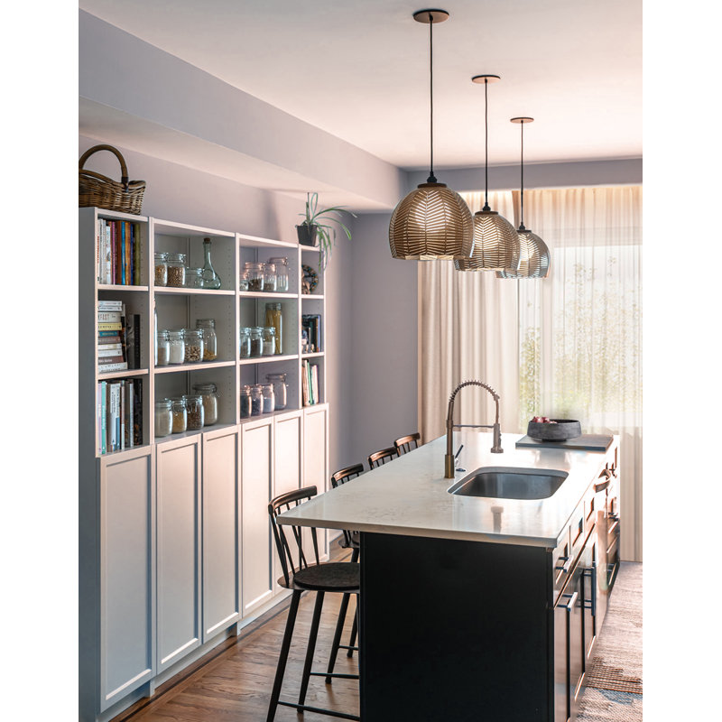 Amicus 1 - Light Pendant, 10.25" H x 12" W x 12" D, Dark Stained Walnut Finish, 2700K - Warm White LED