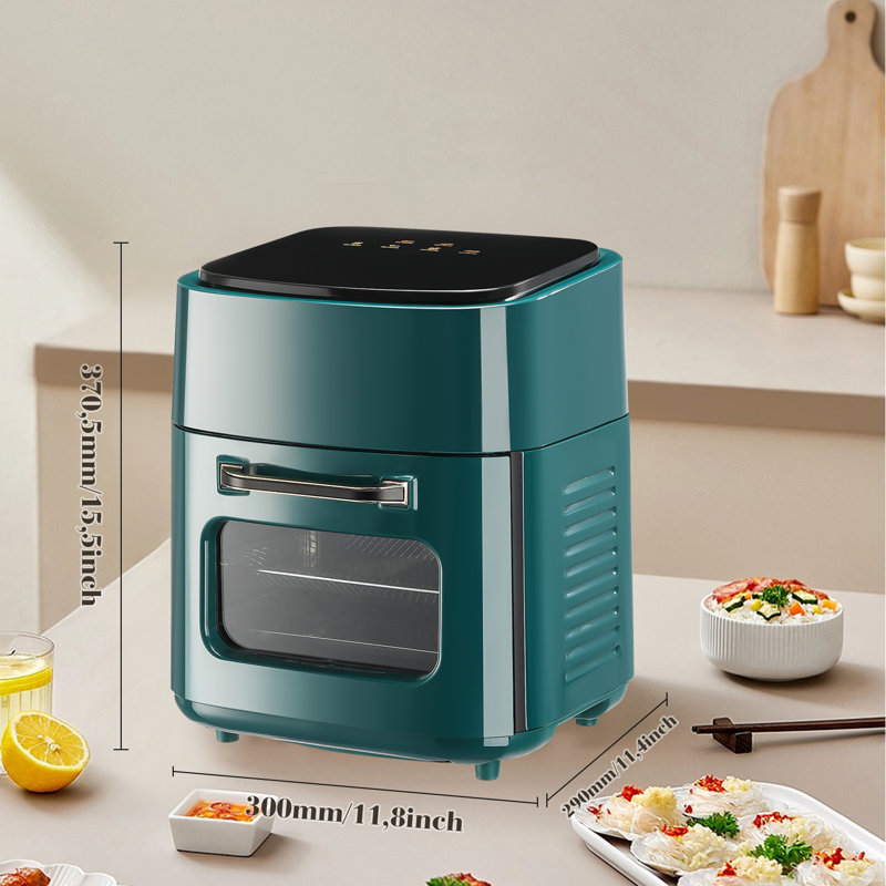 Friteuse à air comprimé - capacité de 15 L pour un usage domestique window Fenêtre d'observation visuelle, commandes tactiles, minuterie intelligente et réglages de température, affichage numérique, comprend un plateau de cuisson et un support ， 