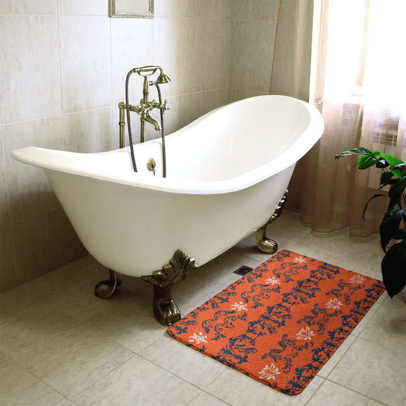 Tapis pour salle de bain Denver, l 17 po x L 24 po, Bleu / orange / blanc