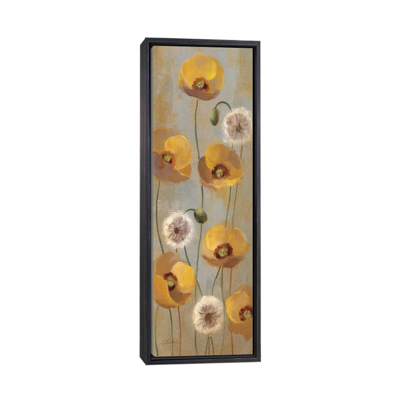 «Spring Poppies II» par Silvia Vassileva, reproduction d'art sur toile, Toile avec cadre noir patiné