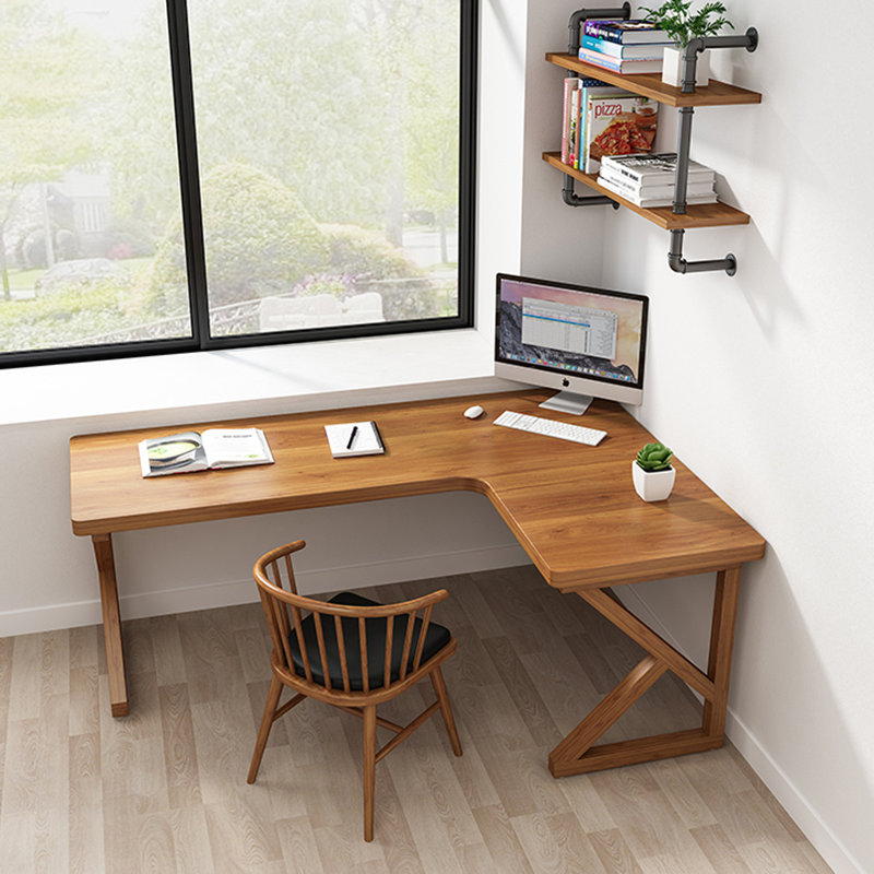 Modern L-shaped Solid Wood Desk, H 29,53 po x l 62,99 po x P 39,37 po