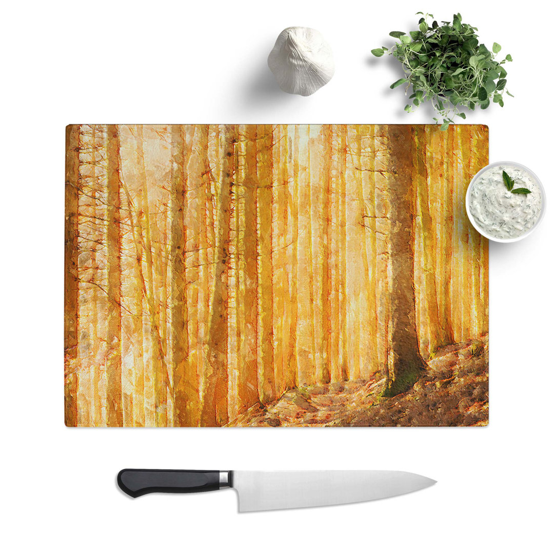 Tempered Glass Sunny Forest in Switzerland Chopping Board