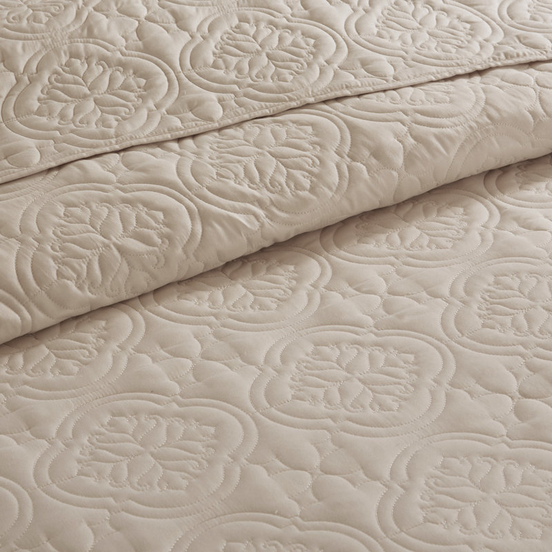 Khaki Full Microfiber Reversible Bedspread Set