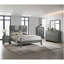 Panneaux avant texturés de style grand lit 1Pc avec tête de lit à motif géométrique gris métal