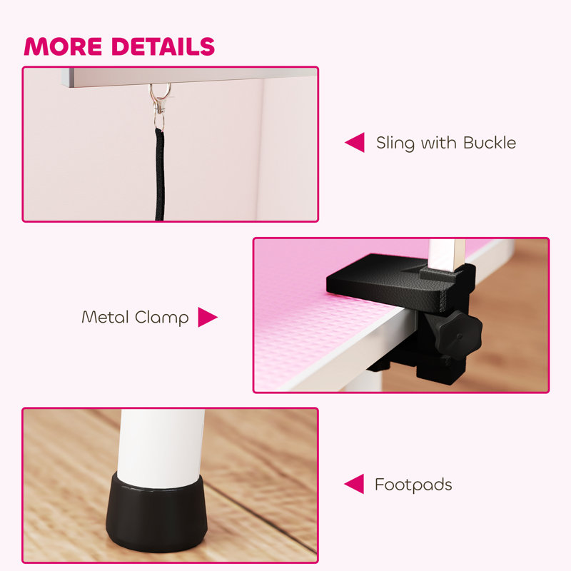80cm H x 81cm W x 48.5cm D Adjustable Tabletop Grooming Table, Pink