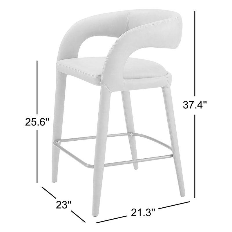 Tabouret de comptoir en cuir Freestyle, gris, 25.6''