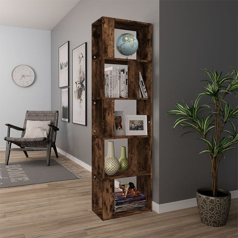 Kindell 160cm H x 45cm W Etagere Bookcase, Dark Brown