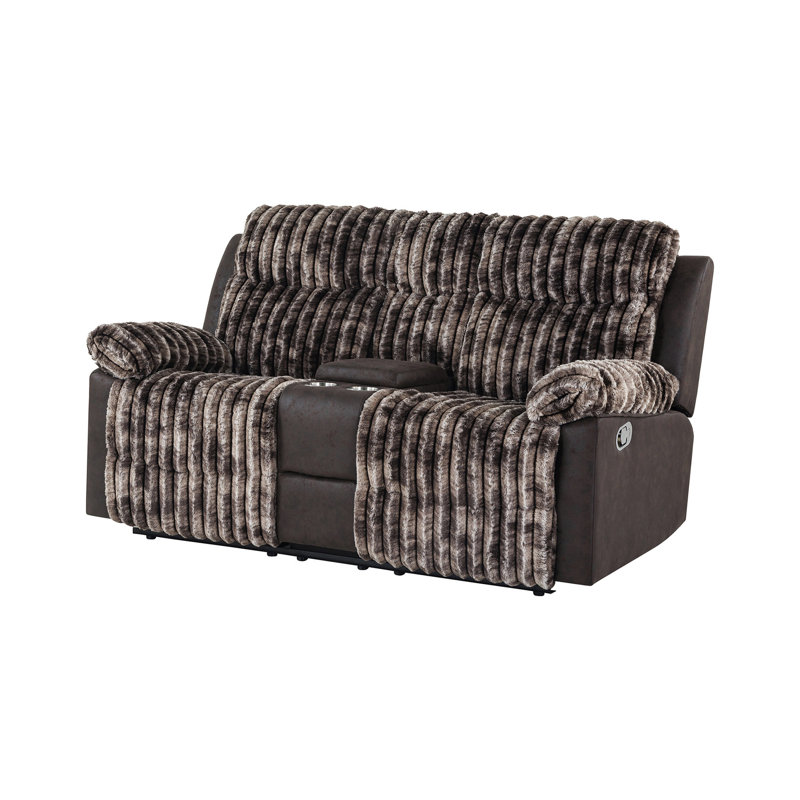 Brun avec console inclinable, inclinaison manuelle, riche revêtement, console idéale en brun, tissu, 2 porte-gobelets, primaire