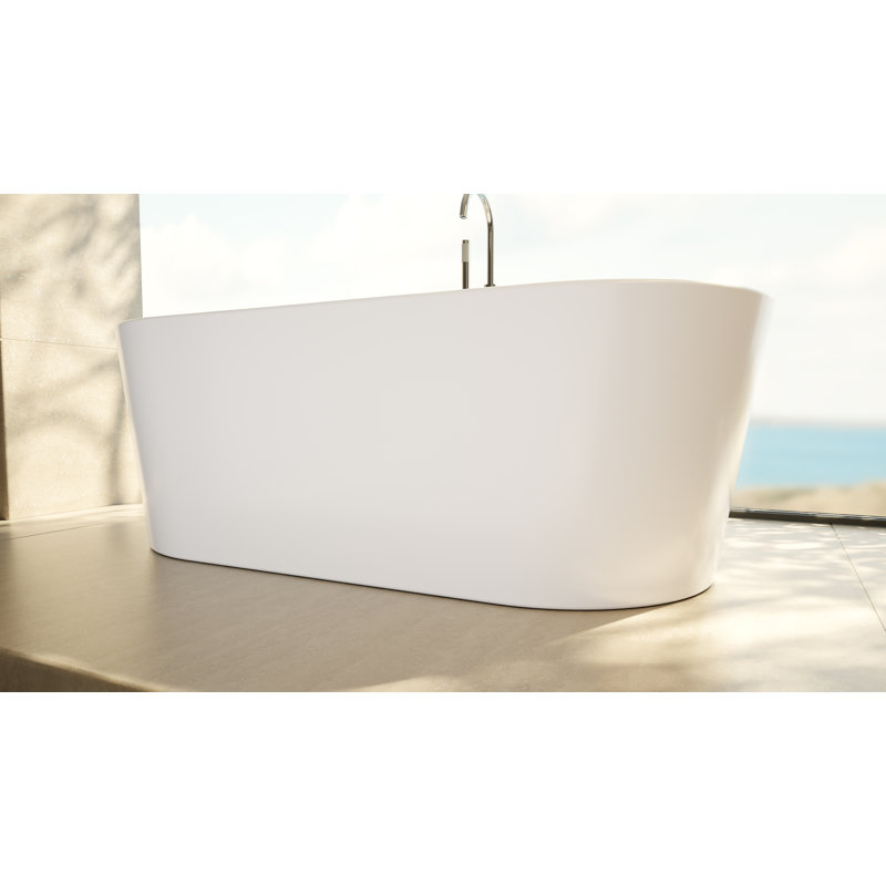 DreamLine Aqua 66 1/2 in. L x 29 in. W x 22 3/4 in. H Acrylic Double Ended Freestanding Tub, Matte Black, Matte Black
