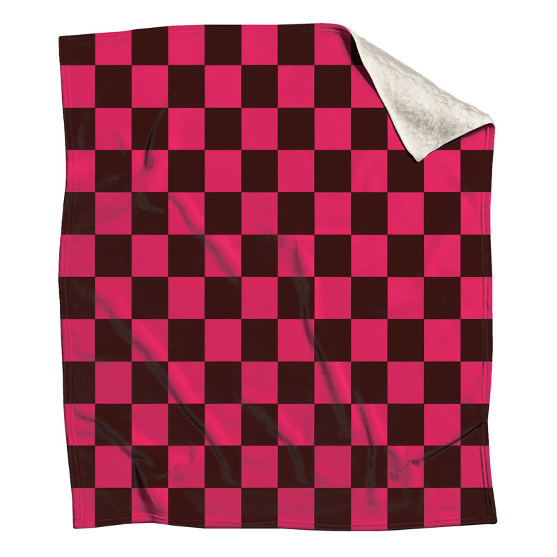 Pink Black Checkered Blankets, 50in W x 60in H