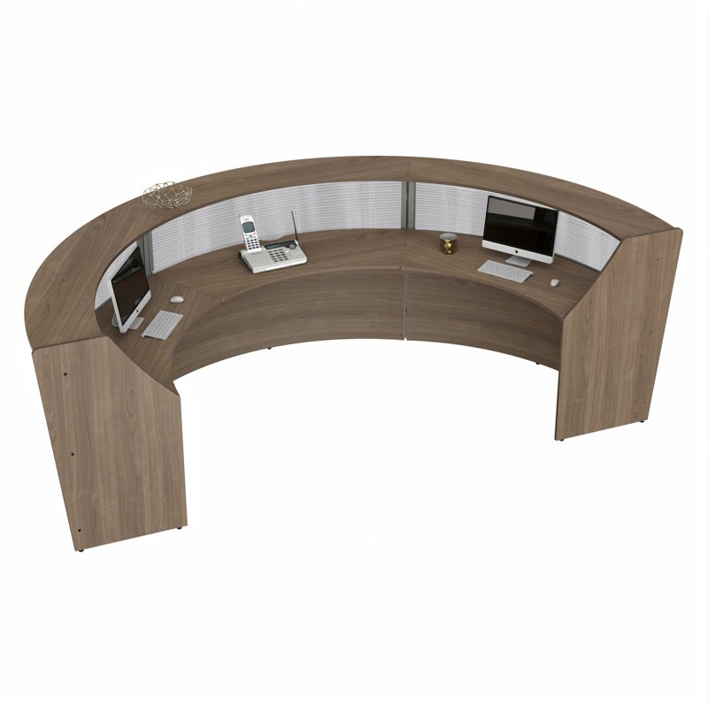 Pecor 2 Person U-Shaped Synthetic Laminate Reception Desk, Walnut