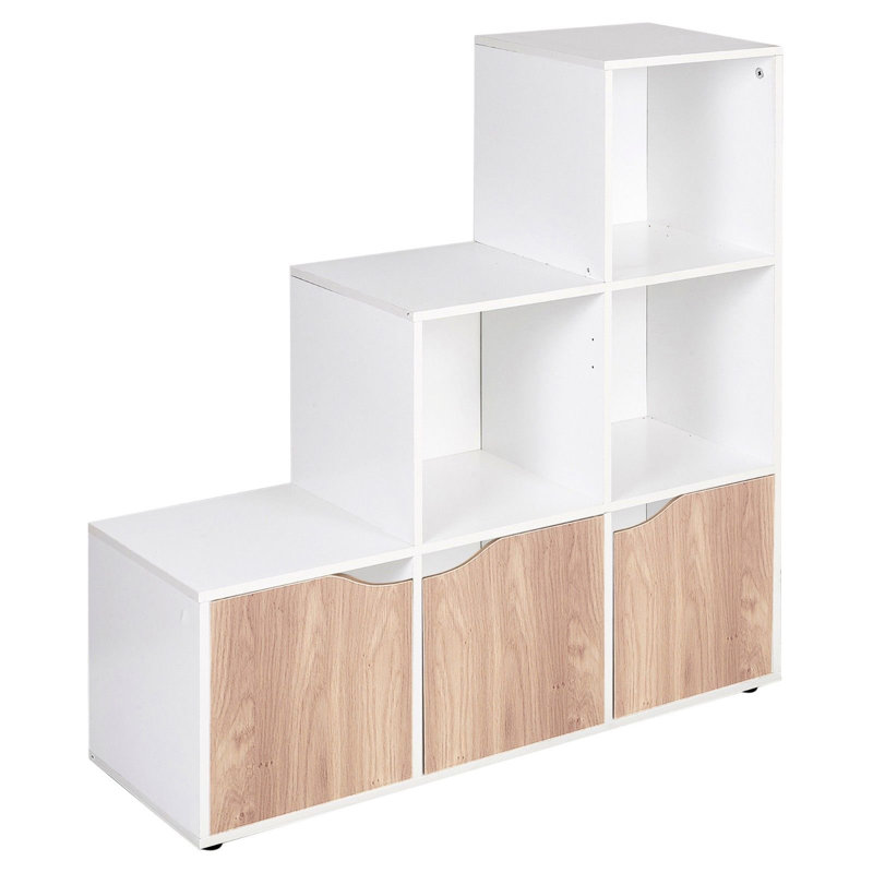 Jackeline 89 cm W Cube Bookcase, 90.5cm H x 89cm W x 29cm D, White/Oak