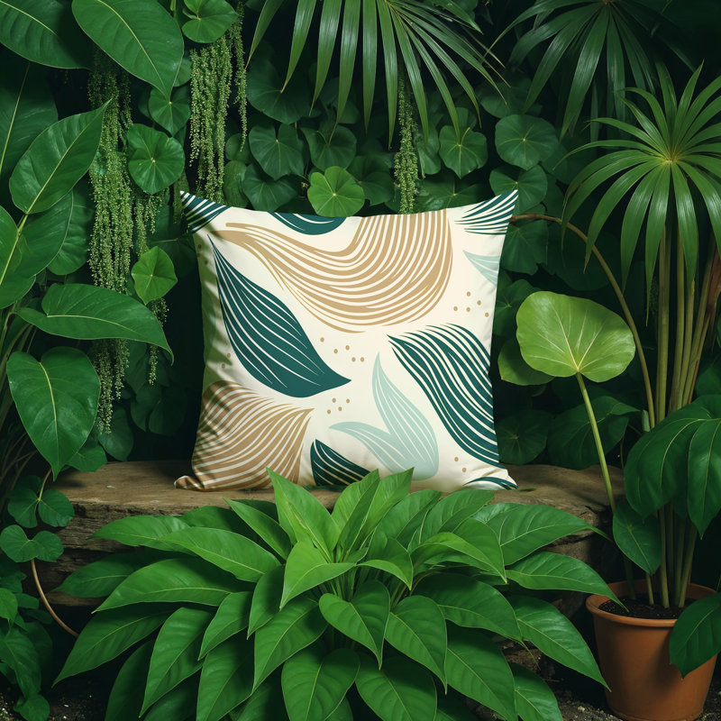 Oreiller carré réversible intérieur / extérieur Consuelo, Carré 19 po, Vert