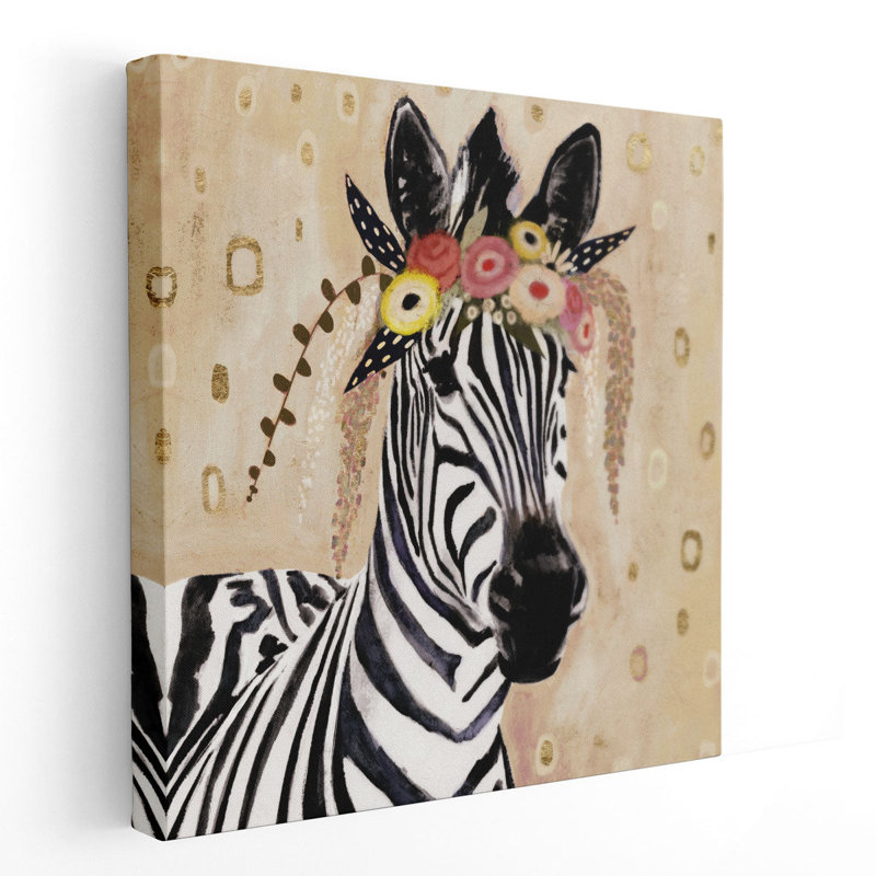 Klimt Zebra I - reproduction d'art sur toile, H 30 po x l 30 po