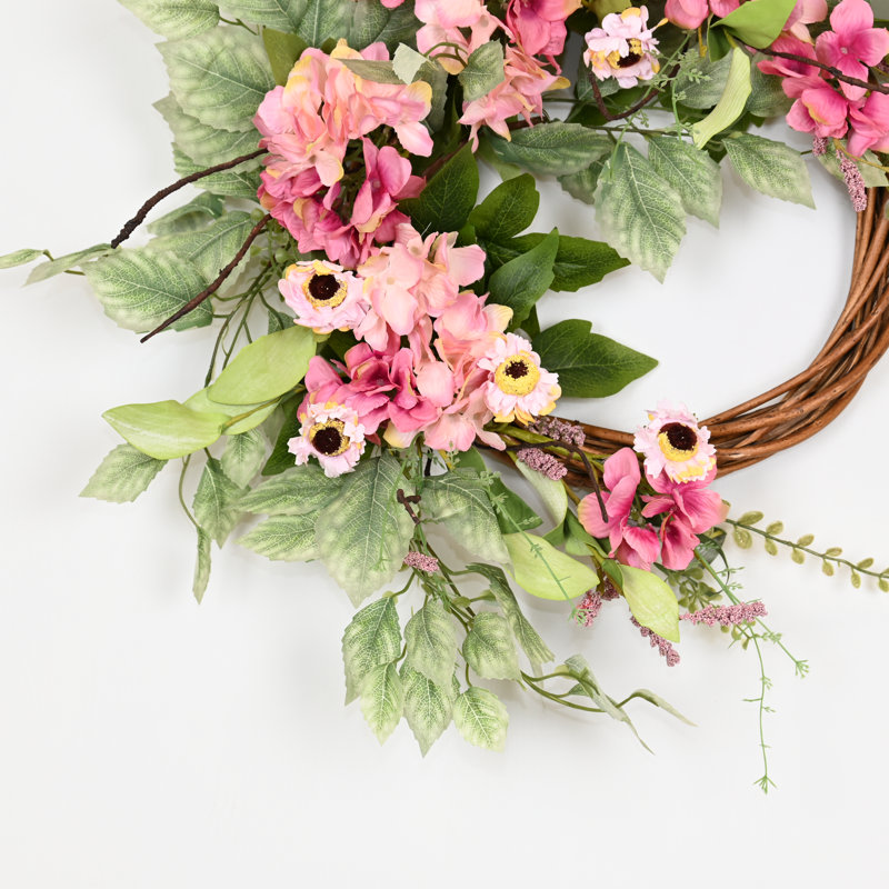 Couronne de porte artificielle 24 po printemps été