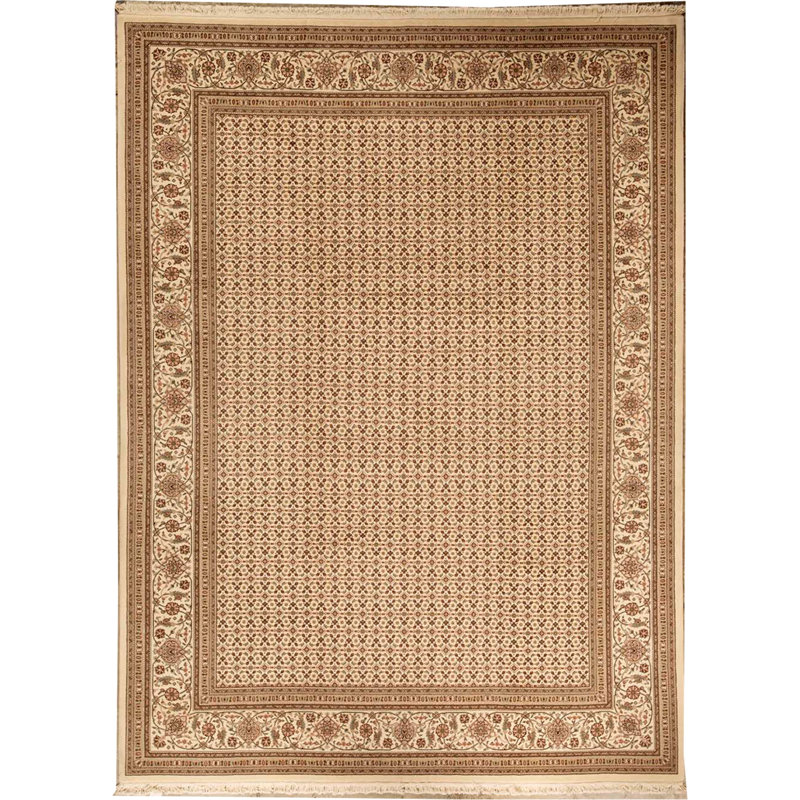 Hand-Knotted High-Quality Ivory Area Rug