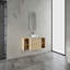 Meuble-lavabo mural 54 po avec lavabo d'art en céramique et 2 tablettes de rangement, 2 portes à fermeture en douceur, emballage Kd, contreplaqué-126635236