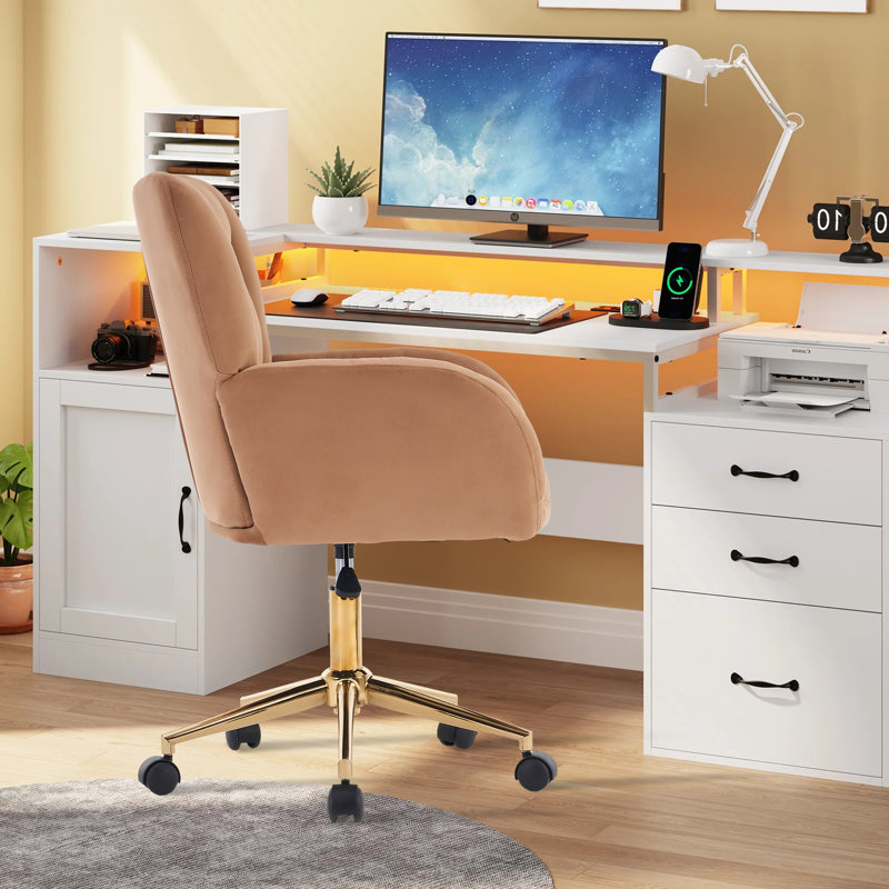 Chaise de bureau Herickson, Velours, Café