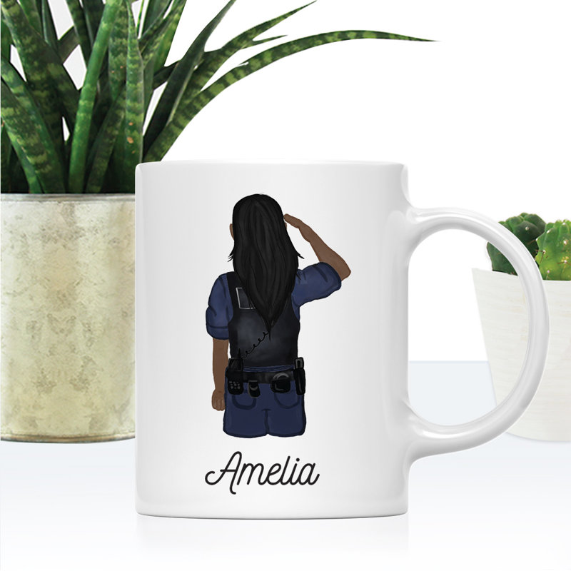 Tasse à café personnalisée, Oui, Brun / noir, femme, agent de police 1