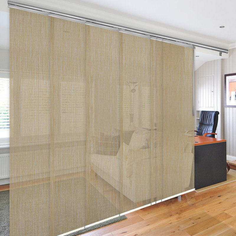 Rail extensible simple 7 panneaux Dappled Sand l 110 po à 153 po, largeur de panneau 23,5 po, Nickel satiné