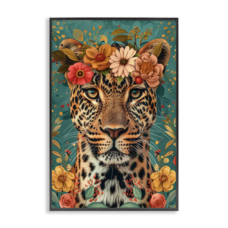 Guirlande de fleurs, art de la giclée encadrée, design par LSR Design Studio, Giclée encadrée noir minuit, H 18 po x l 12 po