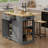 Kitchen Island With Storage Cabinet And Trash Cabinet,  3 Pieces Kitchen Dining Table Set With 2 Stools And Drop Leaf-1583537855