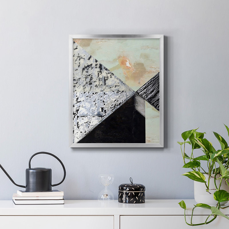 «Tiles & Texture Abstract Angles I», toile encadrée de qualité supérieure - prête à être accrochée, Argent, H 24 po x l 20 po