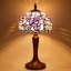 Lampe de table Tiffany en verre coloré rose de 8 pouces, lampe de chevet rétro fabriquée à la main avec base en bronze, lampe de chevet décorative pour le salon de la chambre à coucher