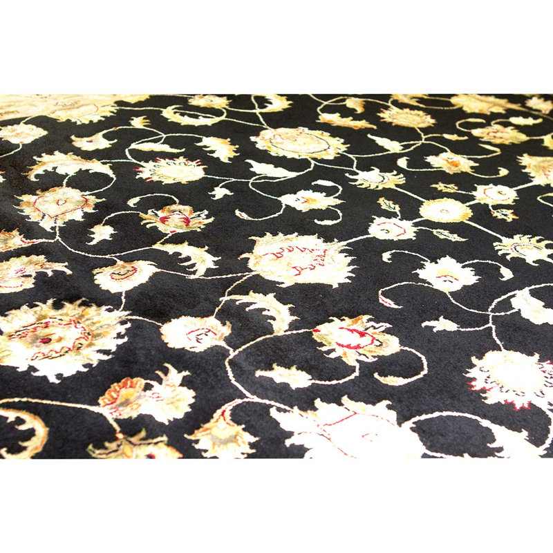 Tapis noir / or / beige noué à la main de haute qualité