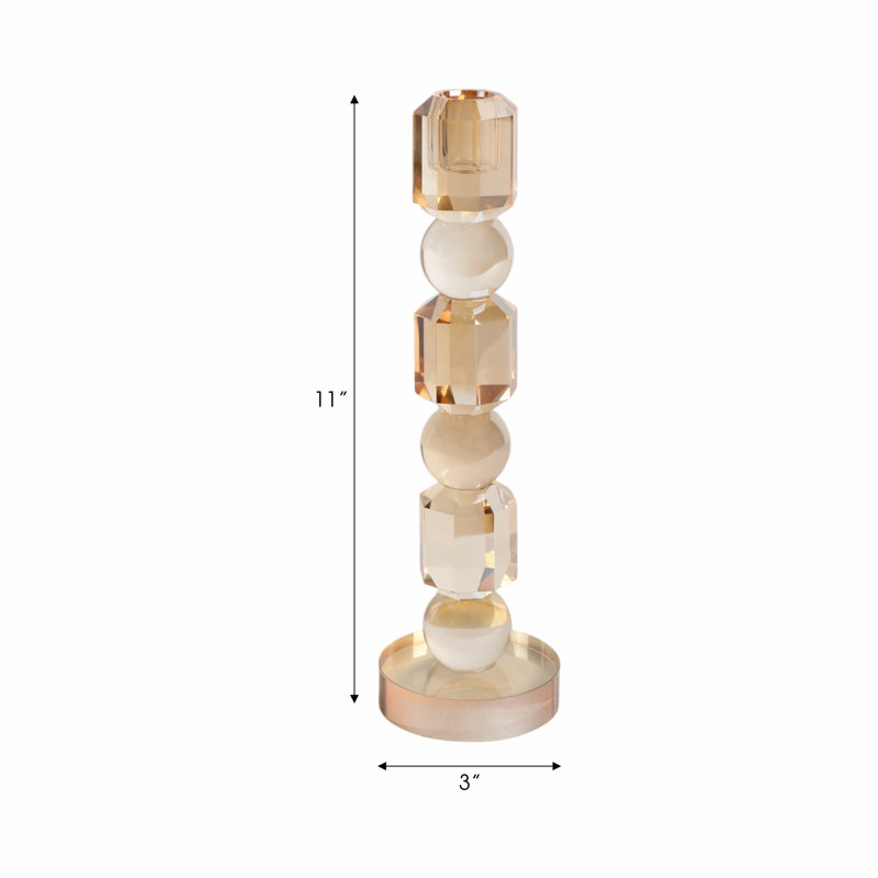 Glass and Crystal Taper Holder or Pillar Holder in Glam Modern Style with Geometric Design and Sleek Contemporary Silhouette for Elegant Display and Stylish Accent Decor