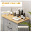 Meuble-poubelle de cuisine HOMCOM sur pied avec tiroir et système anti-basculement, en MDF gris.-136025069