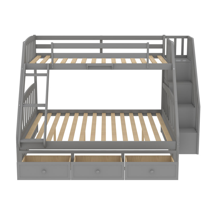 Avetik Kids Twin Over Full Bunk Bed, Grey