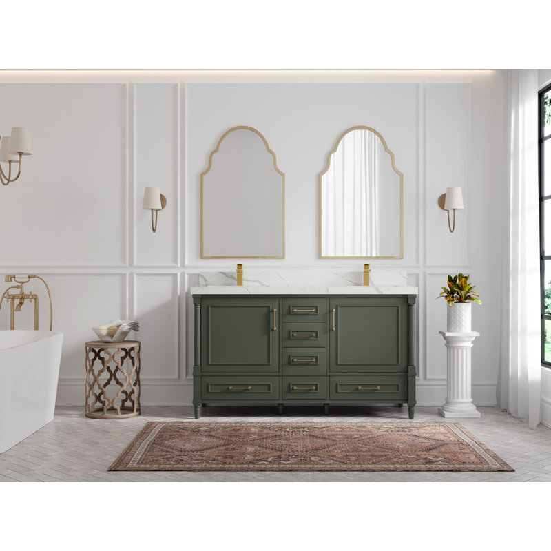 Aberdeen 60'' Double Bathroom Vanity with Top, Calacatta Laza