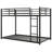 Twin Over Twin Metal Bunk Bed, Low Bunk Bed With Ladder, Black