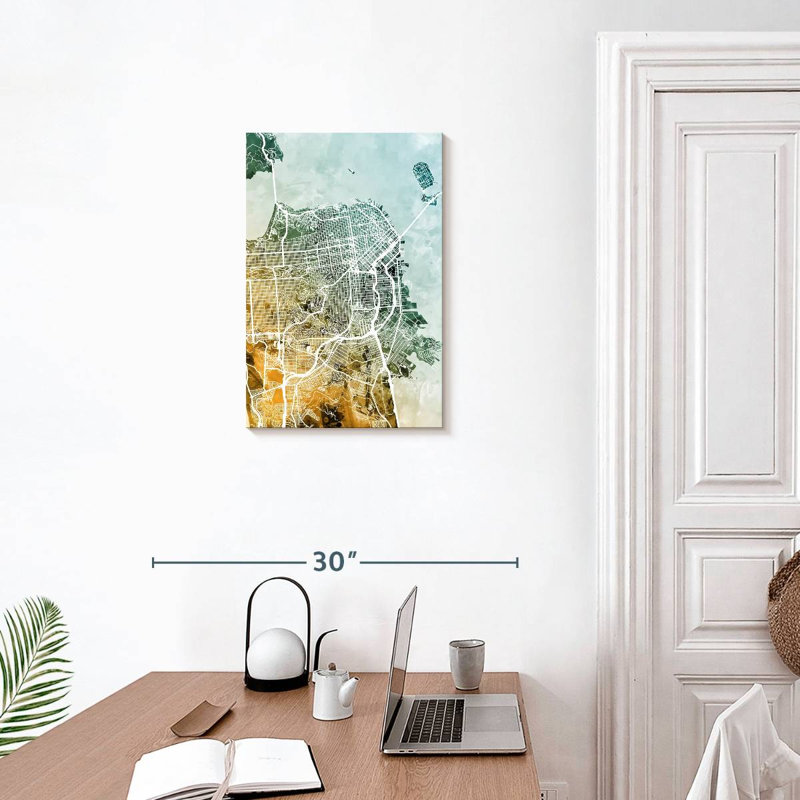 Aliaz San Francisco City Street Map III, 24" H x 16" W