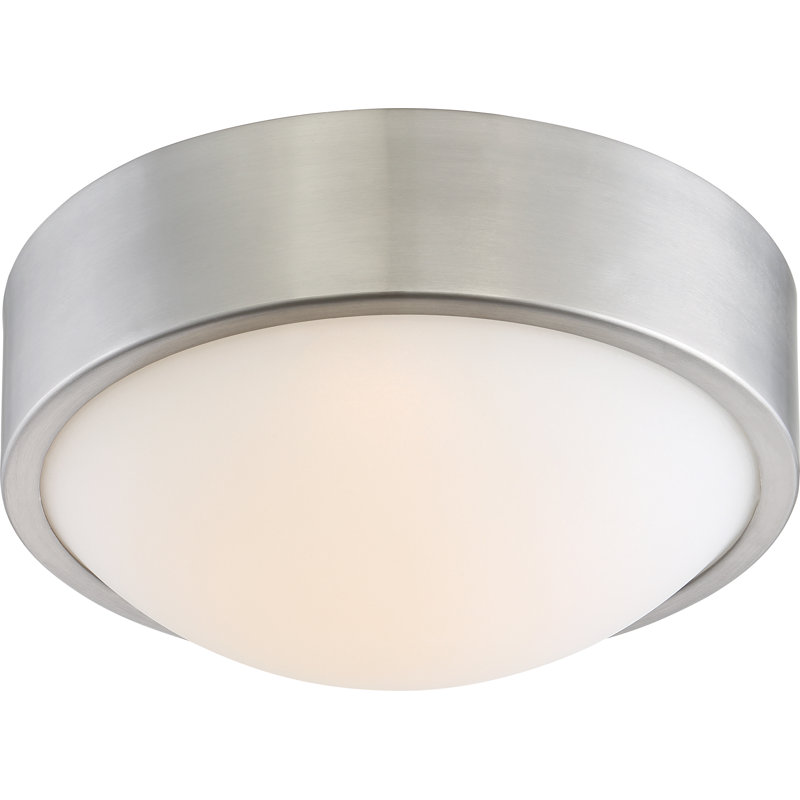Melker Glass LED Flush Mount, Brushed Nickel, 4" H x 13" W x 13" D