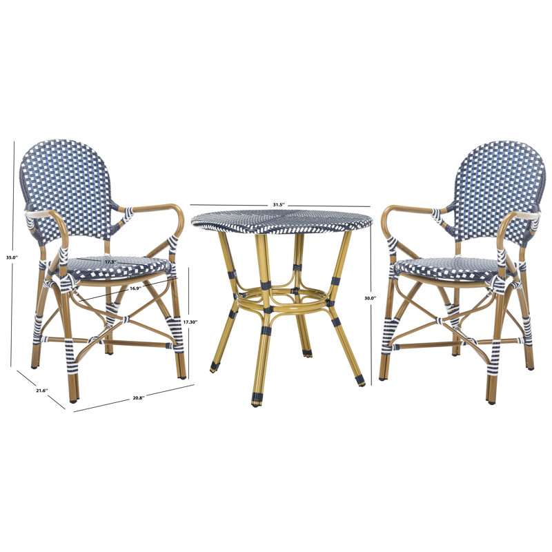Ensemble bistro 3 pièces avec chaises empilables Bernest, Bleu marine