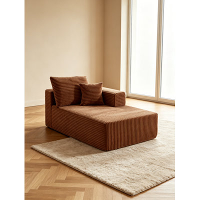 63" D Modular Sectional Corduroy Sofa, U-Shaped Minimalist Couches，Modern Deep Seat Convertible Sleeper Sofa Bed，Upholstered Couches For Living Room
