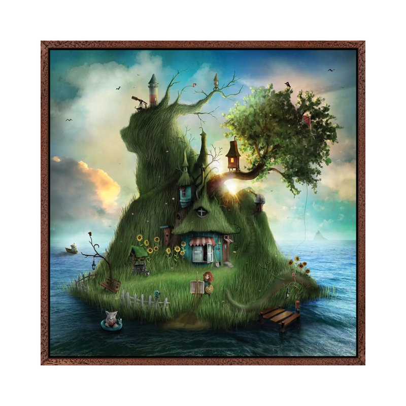 Sommaren by Alexander Jansson - Print on Canvas, Classic Brown Wood Framed, 45.72 cm H x 45.72 cm W