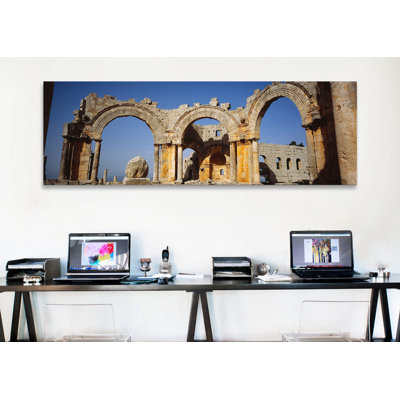 Reproduction de photo panoramique des vieilles ruines d’une église, saint-siméon church, alep, syrie-reproduction de photo sur toile tendue