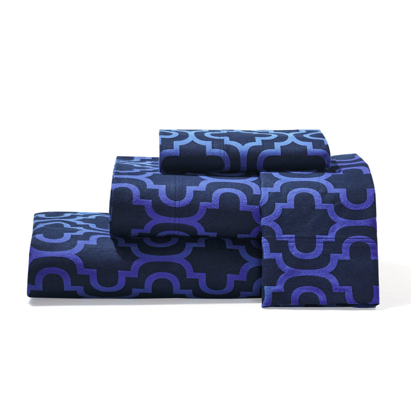 Ensemble de draps 100% flanelle de coton Blue Nile Mills Trellis, Ensemble de draps pour grand lit avec 2 taies d'or