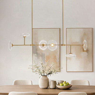 6-light Glass Linear Island Chandelier
