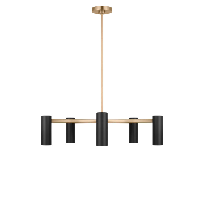 Zentro Five Light Chandelier, Satin Brass, No