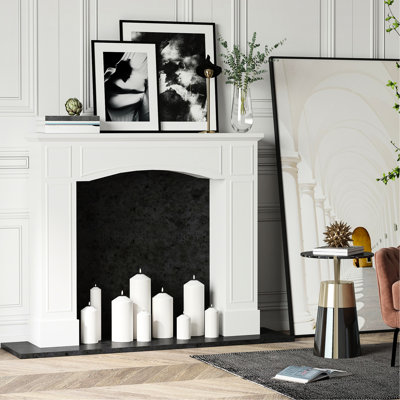 White Fireplace Mantelpiece - 29" Interior Width, Decorative Design, 45.25" Wide Display Surface, Easy Cleanup, Falling, Electric White, Feature, Area, To Clean And Polish, Tipping, For Fireplaces