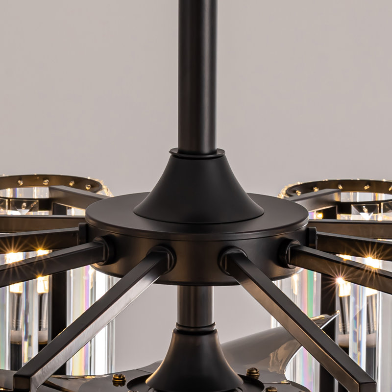 Ventilateur de plafond en cristal 10 lumières à intensité variable 36 po avec ensemble d'éclairage et télécommande Ferris, W