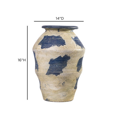 Visha Cream And Blue Terracotta Vase