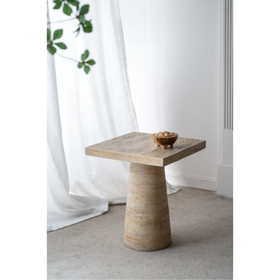 Table d'appoint en magnésium 20 po x 20 po x 24 po, finition crème, plateau et piédestal carrés, pour table de chevet, vestibule, support pour plante, décor de style industriel 20 po x 20 po x 24 po, tables de chevet polyvalentes, tables de vestibule, supports