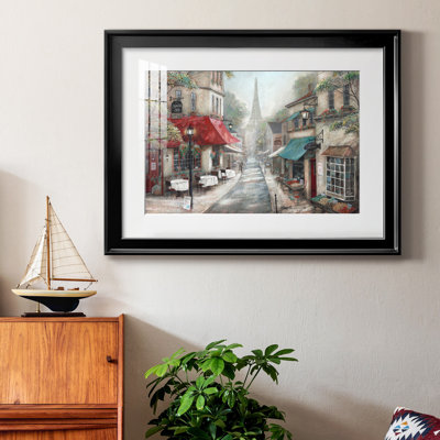 «Eiffel View From Charlie's Café», reproduction encadrée de qualité supérieure - prête à être accrochée